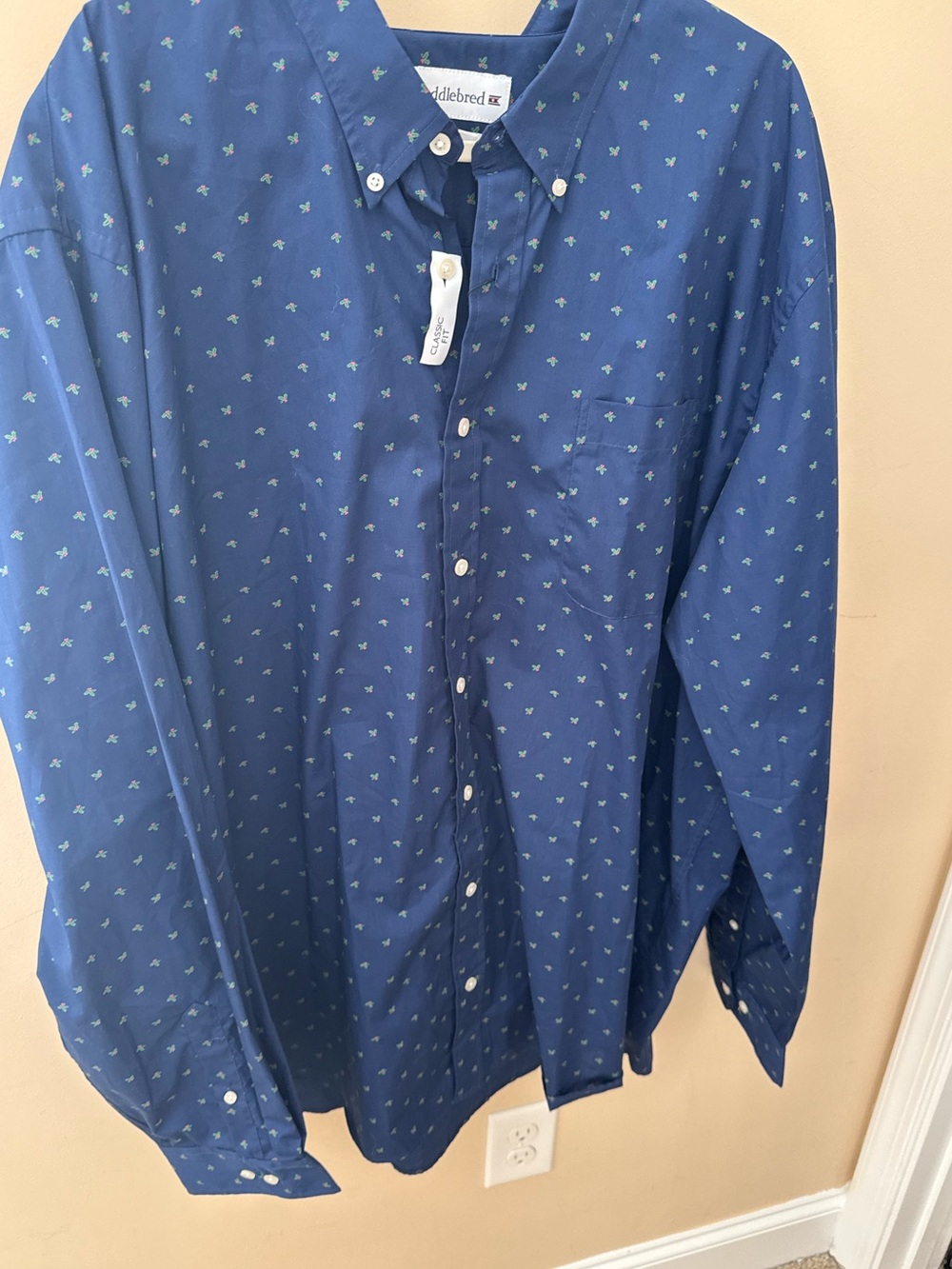 Saddlebred Long sleeve mistletoe Holly Button down Shirt 3XL T